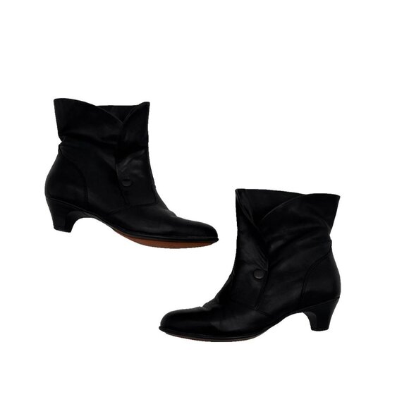 YOU by crocs black ankle boot leather size 7.5 italian made kitten heel Witch - Picture 5 of 16